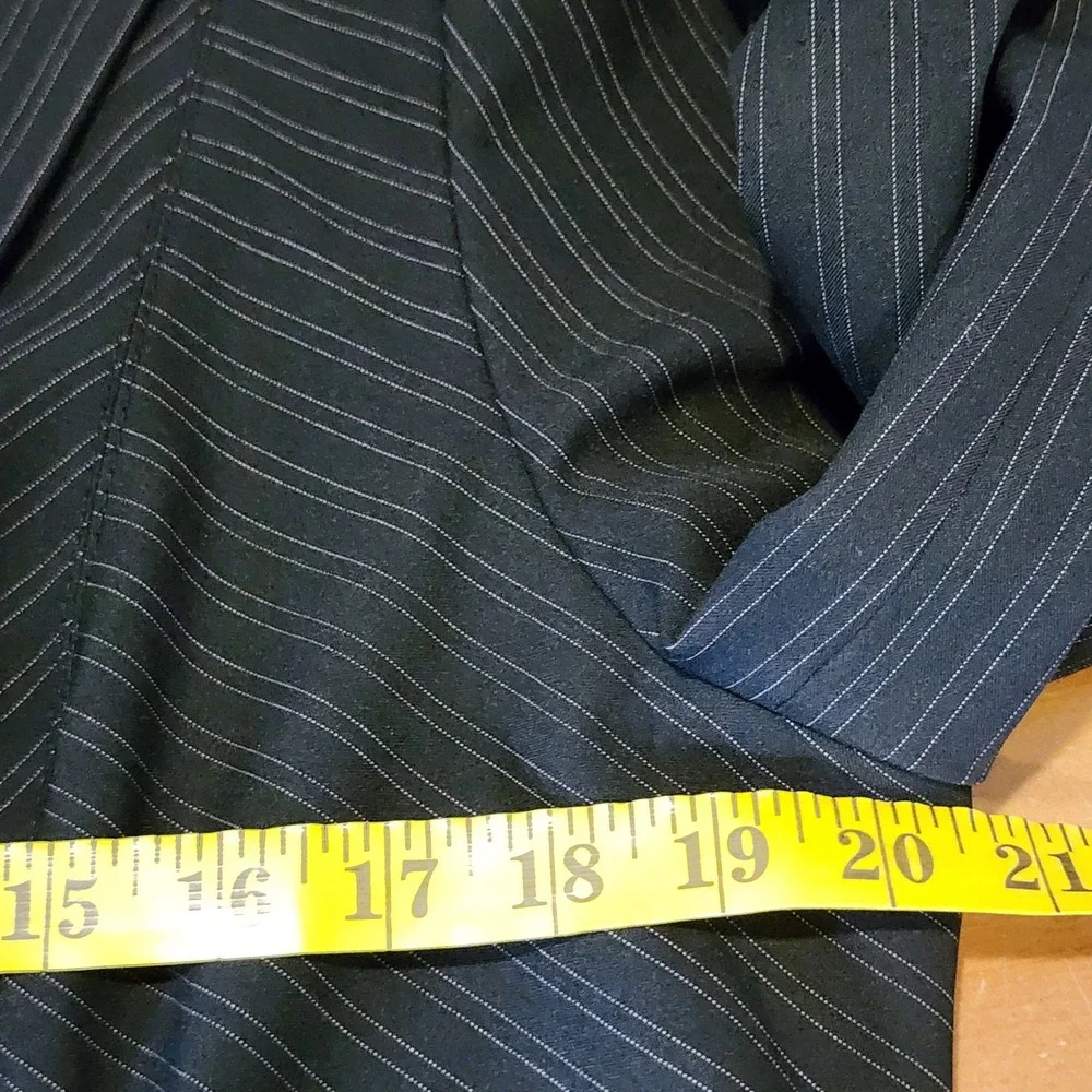 Worthington Pinstripe Skirt Suit Set Womens 12 Gray A-Line Office Business Work